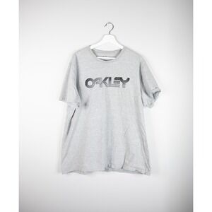 Vtg Oakley Spellout Logo Mens Shirt Gray XXL Regular Fit 3D Graphic Sports Retro